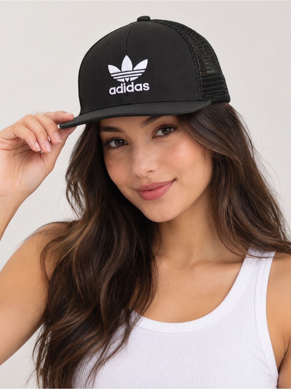 Adidas Originals Trefoil Black Mesh Trucker Snapback Cap NWOT